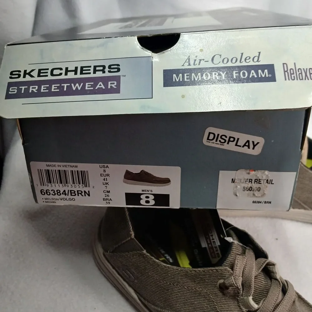 Skechers Streetwear Melson Volgo Mens Size 8 Brown Memory Foam Oxford Ties Ups